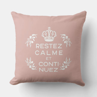 Rosa weißes Emblem Französisch ruhig halten und we Kissen
