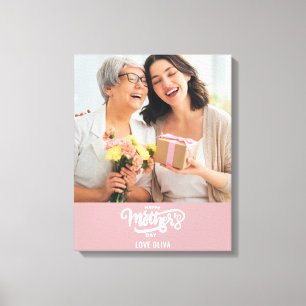 Rosa weißes Foto Collage Geschenk Glücklichen Mutt Leinwanddruck