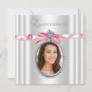 Rosa Weißes Foto Quinceanera Einladung