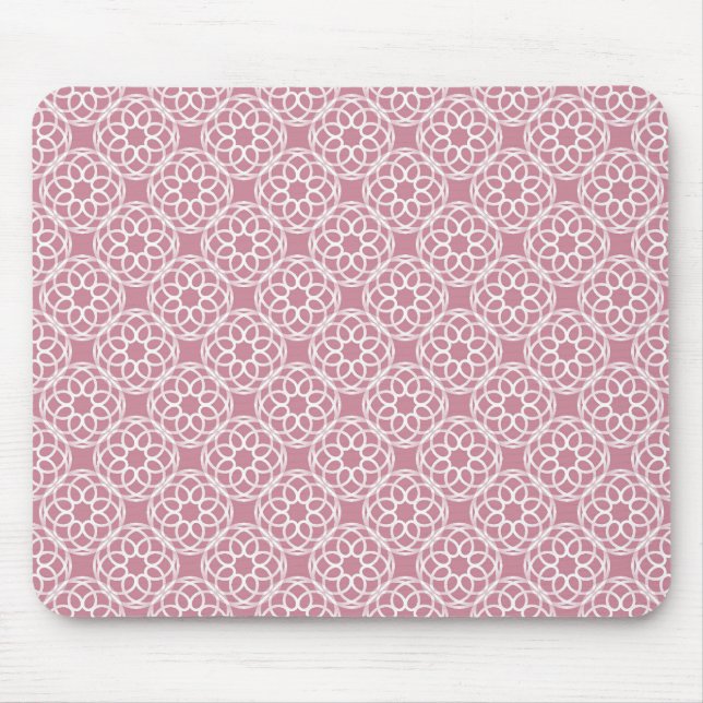 Rosa weißes geometrisches nahtloses Muster Mousepad (Vorne)