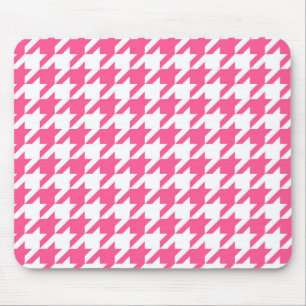 Rosa-weißes Houndstooth-Karomuster-Design  Mousepad