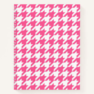 Rosa-weißes Houndstooth-Karomuster-Design  Notizbuch