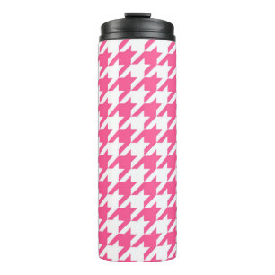 Rosa-weißes Houndstooth-Karomuster-Design Thermosbecher