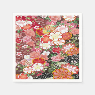 Rosa Weißes japanisches Kimono Blumendekoupage Serviette