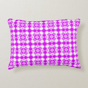Rosa-weißes Karo-Argyle-Muster Dekokissen