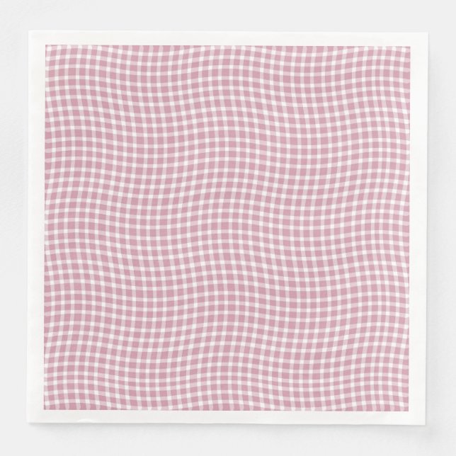 Rosa weißes Karo-Karo-Nahtloses Muster Serviette (Vorderseite)