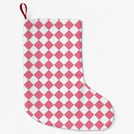 Rosa weißes Karomuster Kleiner Weihnachtsstrumpf