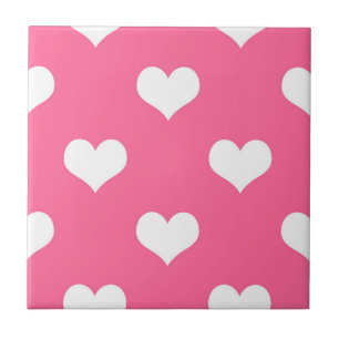 Rosa Weißes Liebesherzmuster Design Fliese