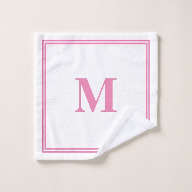 Rosa Weißes Monogramm, erster Individuelle Name ge Waschlappen (Waschlappen)