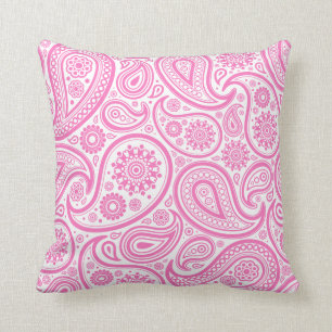 Rosa weißes Paisleyblumenkissen Kissen