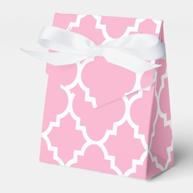 Rosa, weißes Quatrefolien, marokkanisches Muster Geschenkschachtel (Vorderseite)