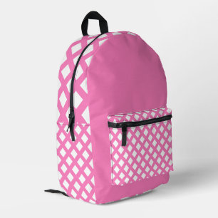 Rosa-weißes Schachbrett-Diamantmuster Bedruckter Rucksack