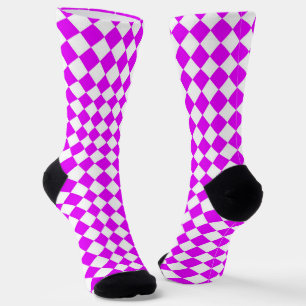 Rosa-weißes Schachbrett-Diamantmuster Socken