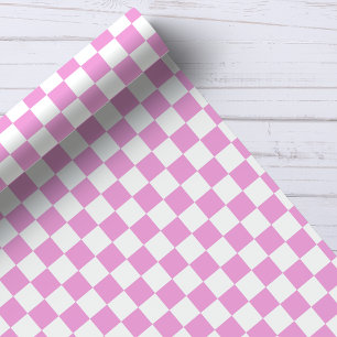 Rosa-weißes Schachbrettmuster Geschenkpapier