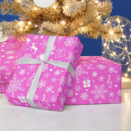 Rosa weißes Weihnachtsfest Party Geschenkpapier