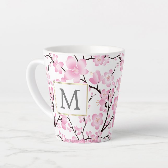 Rosa Weißkirschblüte erste anpassbare Tasse (Linke Ecke)