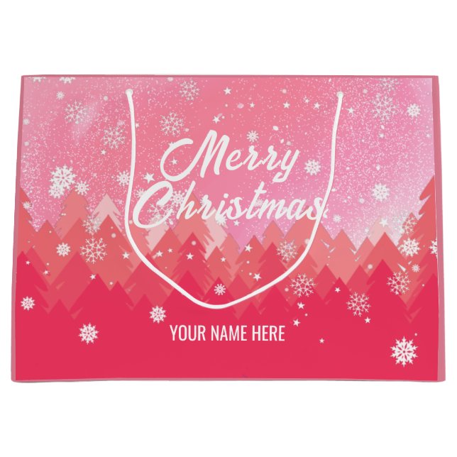 Rosa Weißschnee Friedliche Wälder Weihnachten Neuj Große Geschenktüte (Vorderseite)