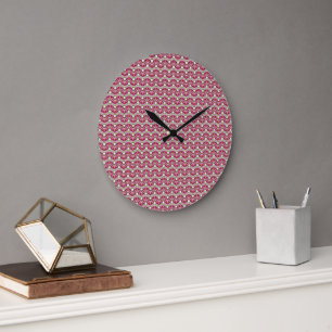 Rosa Wellen-Abstraktes Geometrisches Chevron-Muste Große Wanduhr