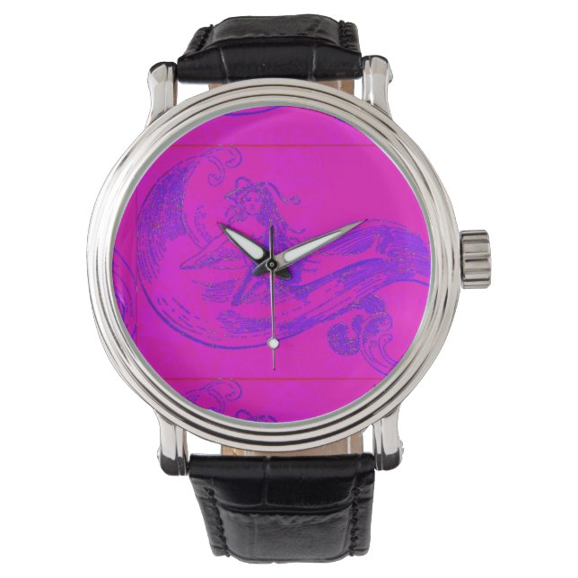 Rosa Wellenmedaille Armbanduhr (Vorderseite)