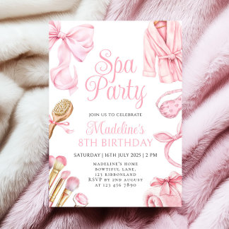 Rosa Wellness-Center Party Girl 8. Geburtstag Einl Einladung