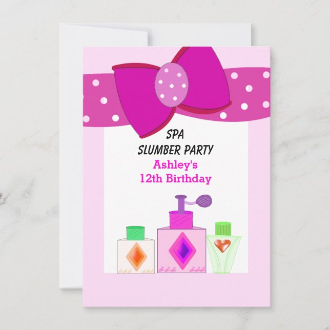 Rosa Wellness-Center Schlummerscheibe Party Einladung (Vorderseite)