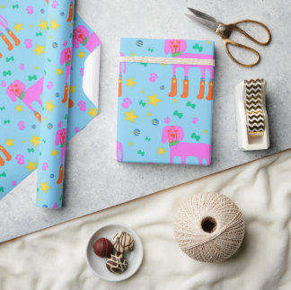 Rosa Welpe Geschenkpapier