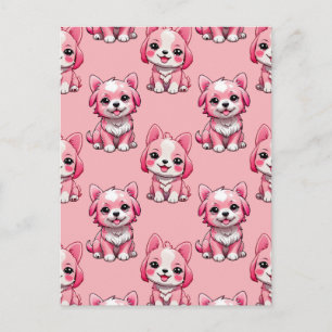 Rosa Welpen-Musterdesign - Rosa Postkarte