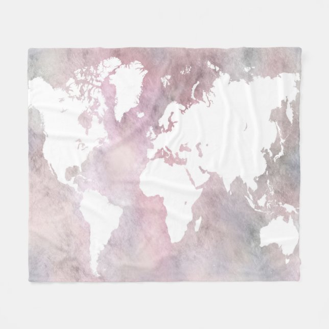 Rosa Weltkarte Design 66 Fleecedecke (Vorderseite (Horizontal))