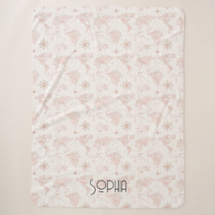 Rosa Weltkarte Sherpadecke