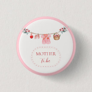 Rosa werdende Mutter Apfel Wäscheleine Baby Shower Button