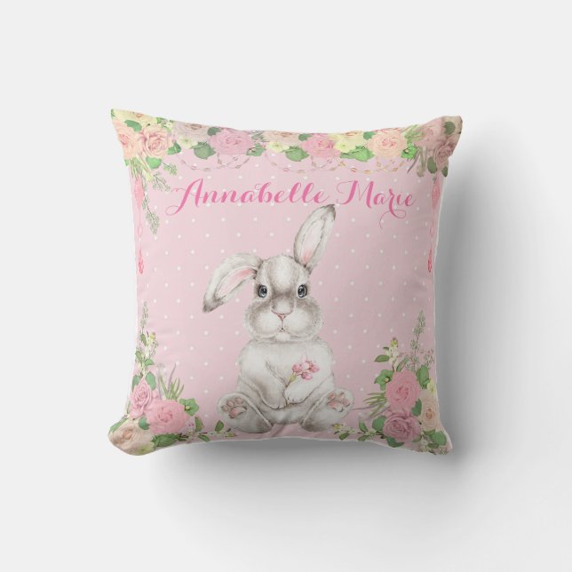 Rosa Wertvoll Ostern  Ostern Kaninchen Kinderzimme Kissen (Vorderseite)