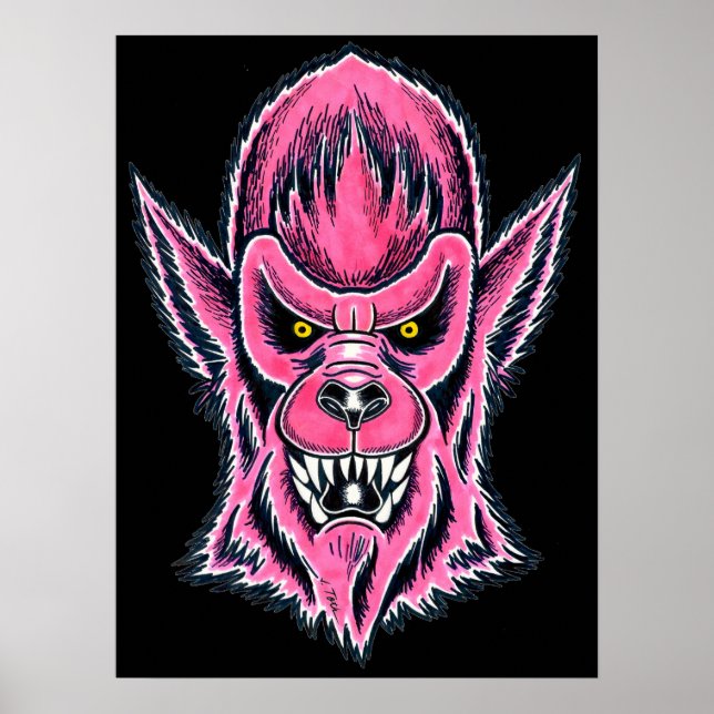 Rosa Werwolf-Maske Poster (Vorne)