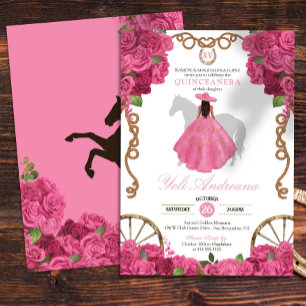 Rosa Western Charro Quinceanera Einladung