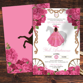 Rosa Western Charro Quinceanera Einladung