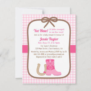 Rosa Western Country Baby Shower Einladungen