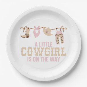Rosa Western-Cowgirl-Baby-Shower-Papierteller Pappteller