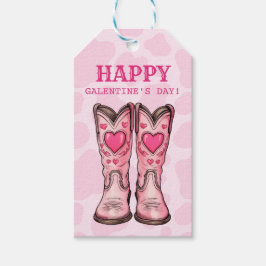 Rosa Western Cowgirl Boots Cow-print Geschenkmarke Geschenkanhänger