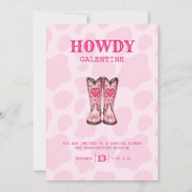 Rosa Western Cowgirl Valentine Party Einladung