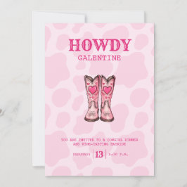 Rosa Western Cowgirl Valentine Party Einladung