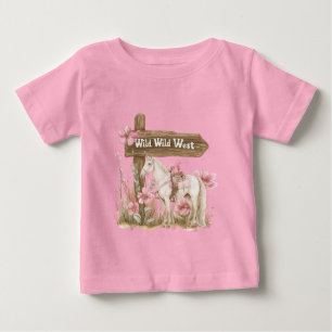 Rosa Western Floral Wild Westpferd Baby T-shirt