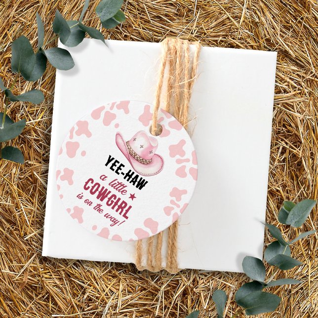 Rosa Western Rodeo Cowgirl Babydusche Geschenkanhänger (Von Creator hochgeladen)