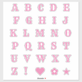 Rosa Western Theme Party Letters Monogram Alphabet Aufkleber