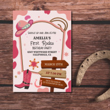 Rosa Western Wild West Mädchen erste Rodestag Gebu