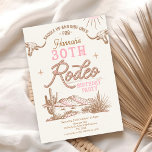 Rosa Western Wüste 30. Rodeo 30. Geburtstag Einladung<br><div class="desc">Rosa Western Wüste 30. Rodeo 30. Geburtstag Rosa und braun 30. Rodeo 30. Geburtstagseinladung für Frauen mit zwei langen Kühen,  Western Wüstenbild und Seilstil Text. Diese 30. Rodeo-Geburtstagsveranstaltung eignet sich ideal für ein 30. Geburtstagsfest mit dem Thema Wildwest.</div>