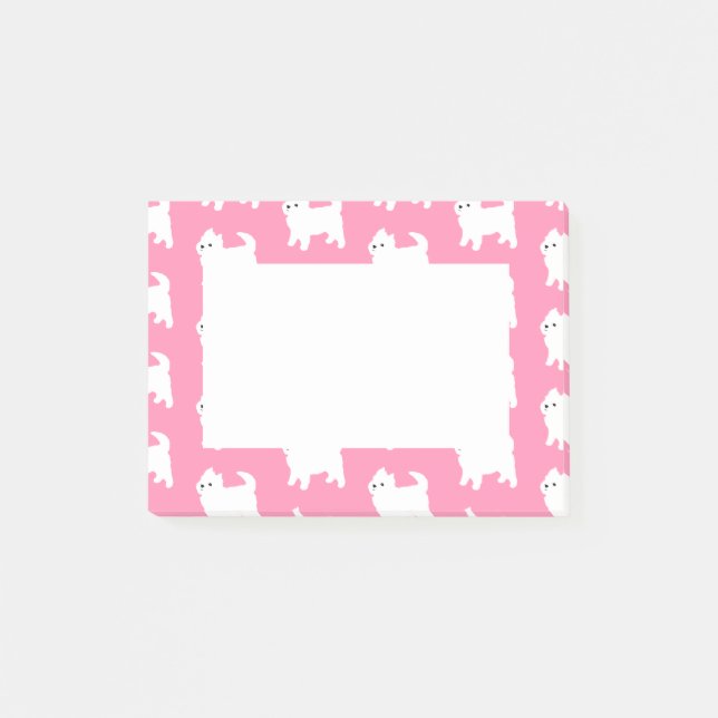 Rosa Westie Muster - Westhochland-Terrier-Hunde Post-it Klebezettel (Vorderseite)