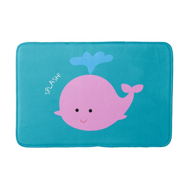 Rosa Whale Grafischer Bathmat Badematte (Vorderseite)