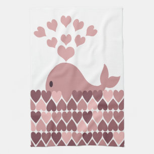 Rosa Whale-Liebe Küchentuch