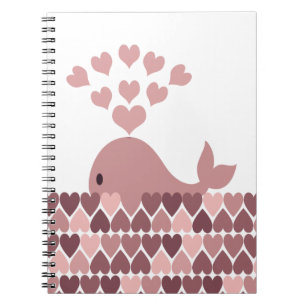 Rosa Whale-Liebe Notizblock
