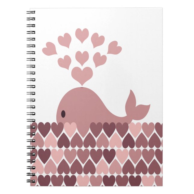 Rosa Whale-Liebe Notizblock (Vorderseite)