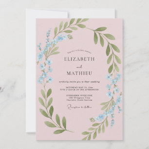 Rosa Whimsical-Wiesen-Hochzeit Einladung